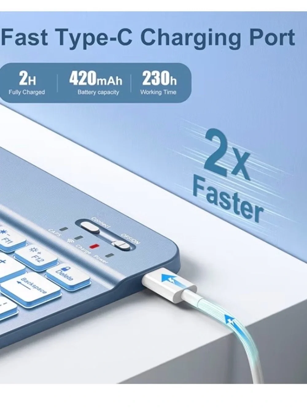Blue Tablet Keyboard Case with Stylus - Compatible Tablet Accessory